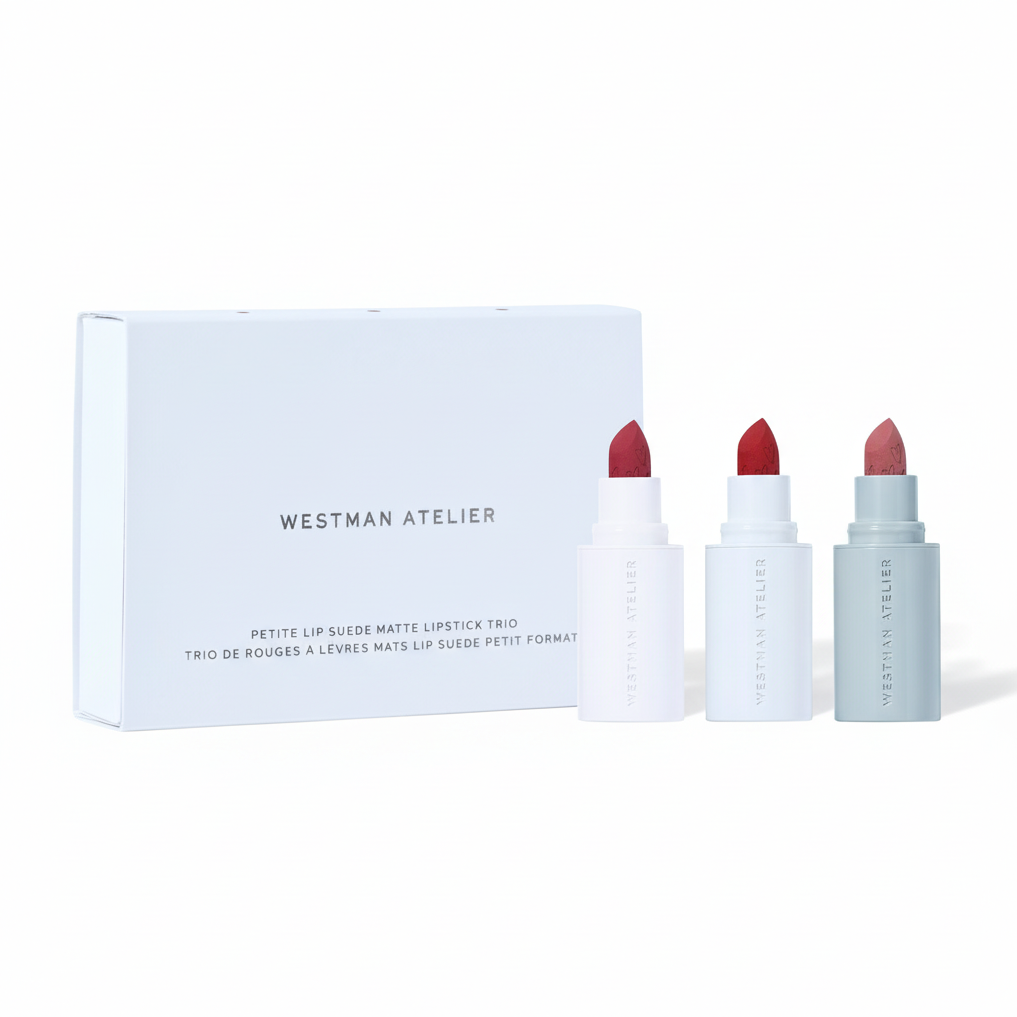 Petite Lip Suede Matte Lipstick Trio - Sfondo Bianco